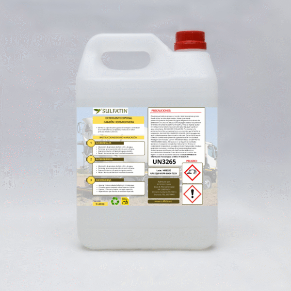 Detergente limpiador camión hormigonera